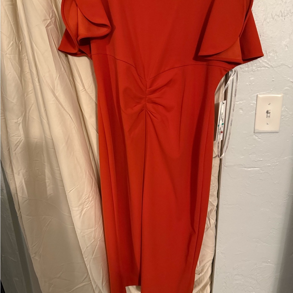 Orange short sleeve Calvin Klein dress